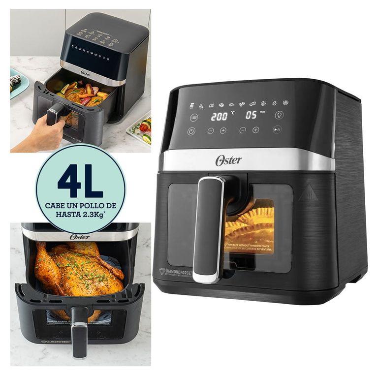 Freidora De Aire 4L Digital Con Ventana Y Revestimiento Diamondforce