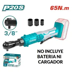 TOTAL TOOLS - LLAVE DE TRINQUETE 10MM INALÁMBRICA 20V 250RPM - TDRLI206015