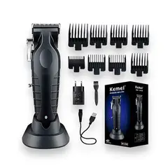 KEMEI - Cortadora Profesional clipper KM-2296 Recargable Negro
