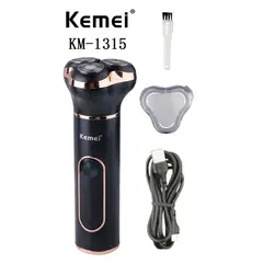 KEMEI - Afeitadora eléctrica recargable barba Km1315 Ipx7 resistente al agua
