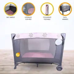 CUZKA - Cuna Corral Plegable «TREILLIS» Pink