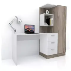 GENERICO - Escritorio con Estantes Yuno Blanco y Marron R&R MUEBLES