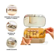 RYBIU IMPORT - Cofre de Organizacion en Tono Beige Y+Banderitas Adhesivas