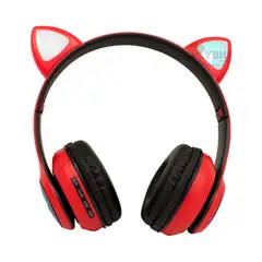 RYBIU IMPORT - Auriculares Cat de Tono Rojo Y+Gift Stickers