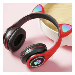 RYBIU IMPORT - Audifonos con Diseño de Gato Color Rojo Y+Papel de Regalo