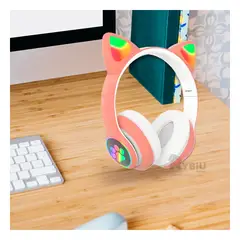 RYBIU IMPORT - Audifonos con Diseño de Gato Color Rosado Y+Papel de Regalo