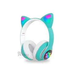 RYBIU IMPORT - Auriculares con Estilo Cat de Tono Verde Y+Gift Stickers
