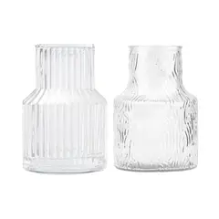 INSPIRA - Jarrón de Vidrio Transparente Diseño Labrado