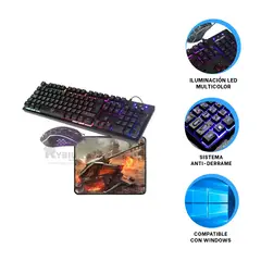 RYBIU IMPORT - Set para Gamers de Mouse y Teclado HA855C Y+Regalo Agendita