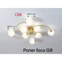 GENERICO - Lámpara de techo galicia dorado INCLUYE 6 globos 6 focos