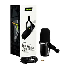 SHURE - Microfono para podcast Dinamico Negro para Podcast MV7+