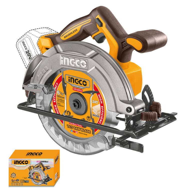 Sierra Circular Brushless Ingco 20v 6 1/2'' CSLI1652
