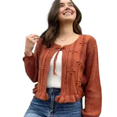 GENERICO - Chompa Mujer Hilo Abierto Gui359-23 Color Caramelo