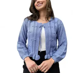 GENERICO - Chompa Mujer Hilo Abierto Gui359-23 Color Celeste