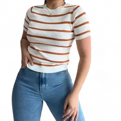 GENERICO - Polo Mujer Hilo Cuello Rendondo Gui359-18 Color Mostaza