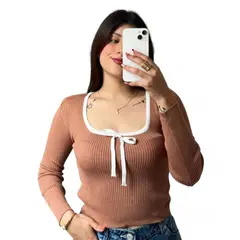 GENERICO - Sueter Mujer Hilo Lazo Gui359-20 Color Caramelo