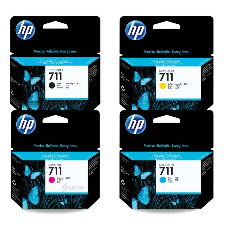 Kit Tinta 711 Cyan Magenta Amarillo Negro