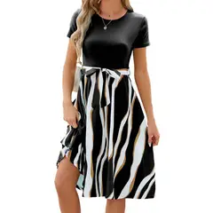 BLWOENS - Vestido casual de verano para mujeres - Negro
