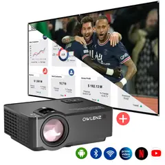 OWLENZ - Proyector Smart Android 9.0 Wifi Bluetooth Sd150 + Ecran Blanco