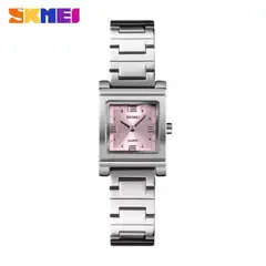 Skmei - RELOJ 1388 Plateado Fondo rosado CORREA ACERO
