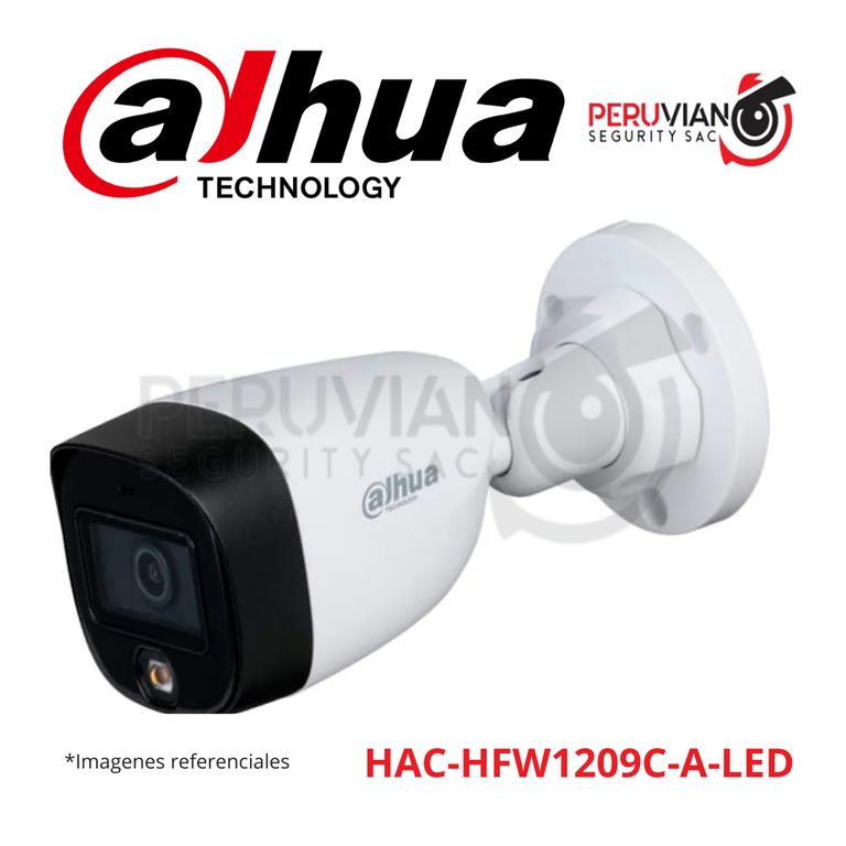 Cámara de seguridad HDCVI 2MP Full HD. Micrófono FullColor HAC-HFW1209C-A-LED