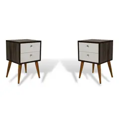 MUEBLES MACRUMO - Veladores Vintage 2 Cajones Wengue (Set 2 Unid)