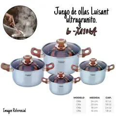 LUISSANT - Juego De Ollas 8 Piezas Marrón