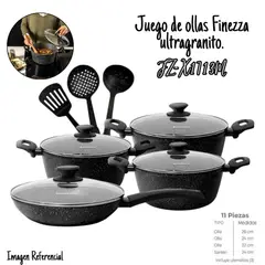 FINEZZA - Juego de Ollas Antiadherente de 11 Pzs Ultra Granito FZ-X1713M