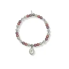 SANTORAL - Pulsera Medalla Milagrosa para Niña - Perlas y Plata