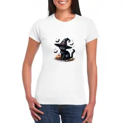 GENERICO - Polo Mujer Manga Corta GATITO - Blanco