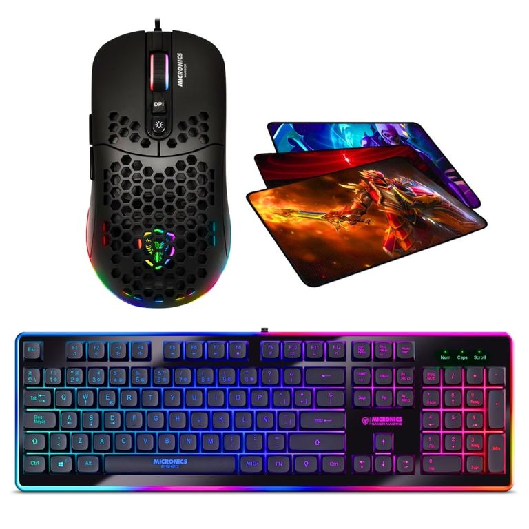 Kit Gamer 3 En 1 :teclado Fisher +mouse Warrior 7200dpi+pad