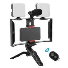 SEISA - Kit de Fotografia grabación con micrófono LED Mini trípode Smartphone
