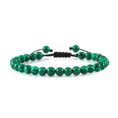 GENERICO - Pulsera Ajustable Tejida Piedra Malaquita buenas energias