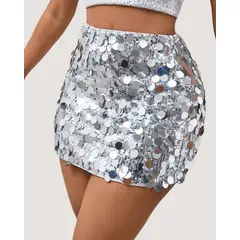 GENERICO - Mini Falda Disco Con Lentejuelas