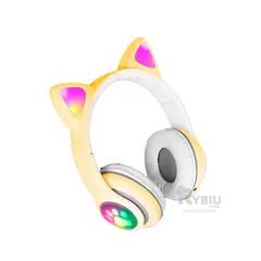 RYBIU IMPORT - Auriculares Led de Diseño de Gato Amarillo Y+Regalo Agendita