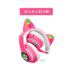 RYBIU IMPORT - Orejera con Diseno de Cat Fucsia Y+Regalo Ligas para Peinar