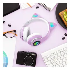 RYBIU IMPORT - Audifonos Tipo Gato en Coloracion Morado Y+Regalo Agendita