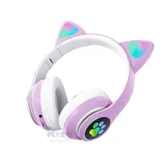 RYBIU IMPORT - Auriculares Felino y con Luces en Morado Y+Regalo Stickers