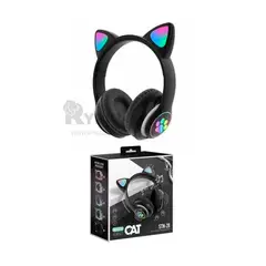 RYBIU IMPORT - Auriculares Led de Diseño de Gato Negro Y+Regalo Agendita