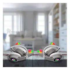 RYBIU IMPORT - Audifonos con Diseño de Gato Tono Plomo Y+Papel de Regalo