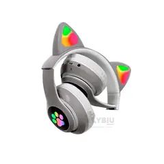 RYBIU IMPORT - Auriculares Felino y con Luces en Plomo Y+Regalo Stickers