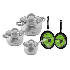 FACUSA - Juego de Ollas Acero Inox Obsequio sartenes Antihaderente