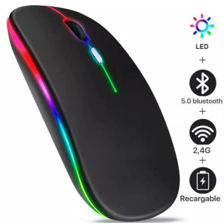 Mouse Inalámbrico Recargable Luces RGB USB