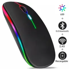 GENERICO - Mouse Inalámbrico Recargable Luces RGB USB