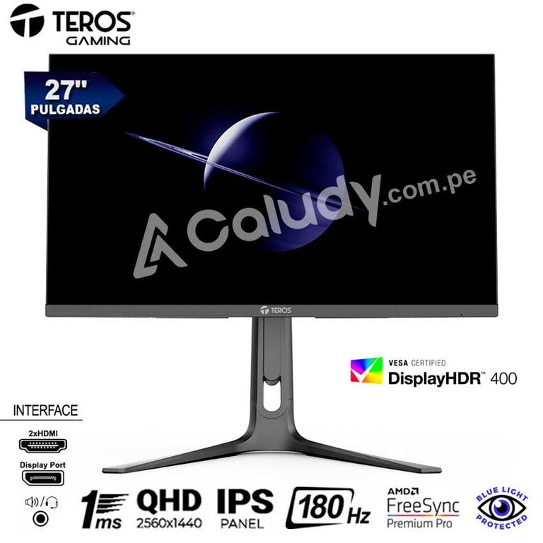 Monitor Gamer flat TEROS TE-2753G QHD IPS 180 Hz 1ms Pivot HDR400