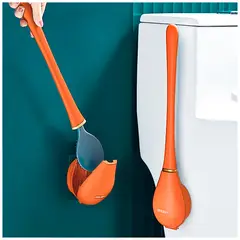 GENERICO - Cepillo para Inodoro de Silicona con Pegatina Naranja
