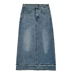 BLWOENS - Falda vaquero de medio busto para mujeres en verano - Azul