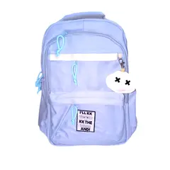 GENERICO - Mochila Kawaii porta laptop con llavero muñequito y pines