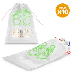 KELLER - Pack X10 Bolsa Organizador Protector de Zapatos para Viaje Blanco BZ3