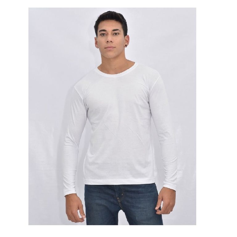 Polo Básico Manga Larga Blanco para Hombre